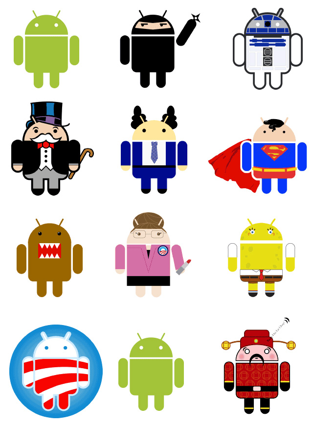 不同风格的Android机器人