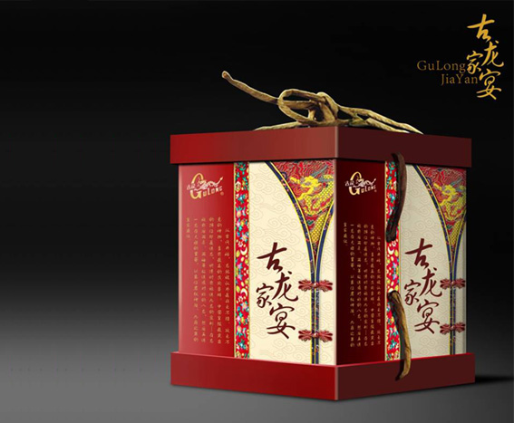 古龙家宴礼盒包装古朴风格设计